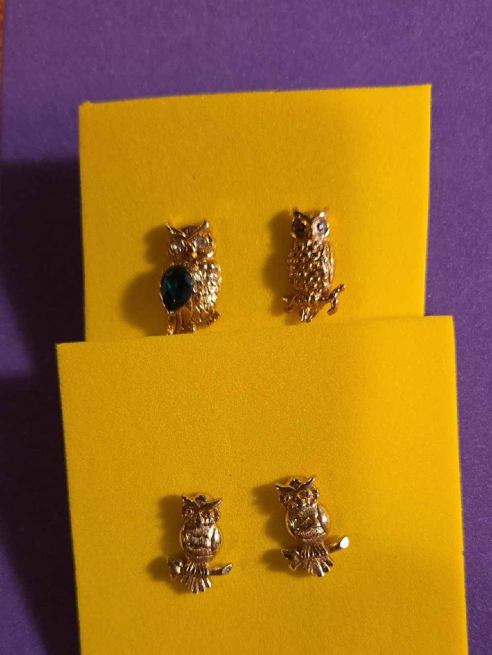 Vintage Items-Gold Owl Stud Earrings - Women Jewelry And Owls Pins